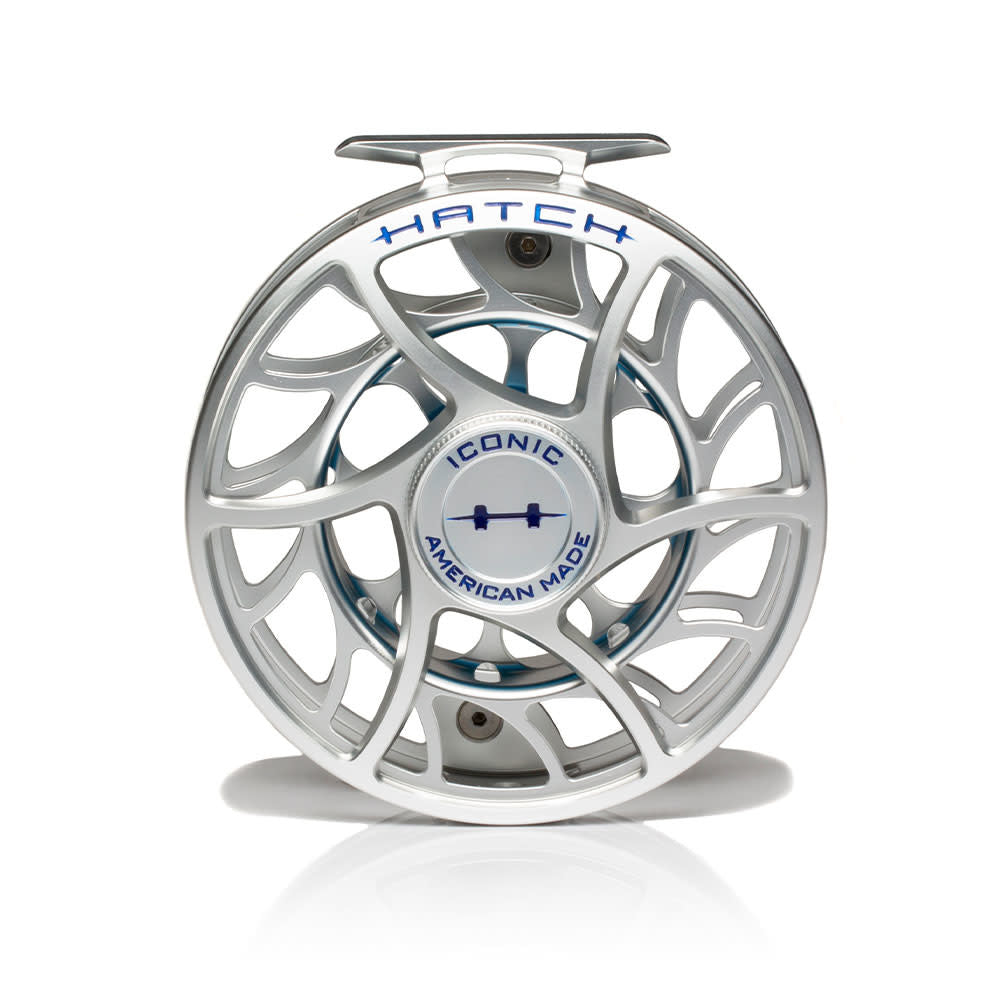 croch fly fishing reel Hatch Iconic 7 Plus Fly Reel Clear / Blue / Large Arbor